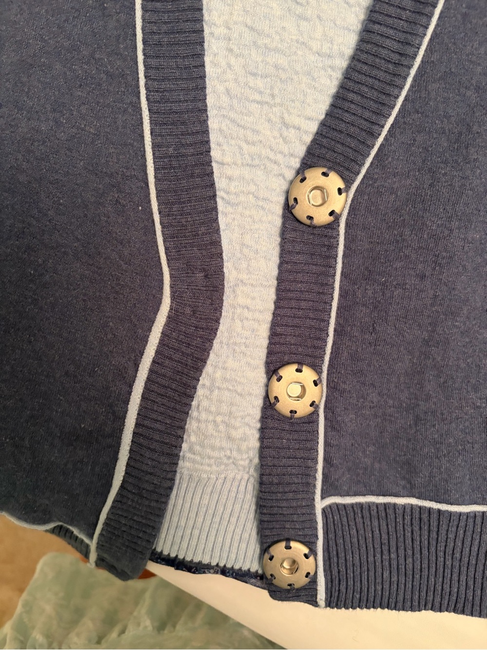 We The Free Navy Cardigan with Light Blue Trim - Picture 6 of 7